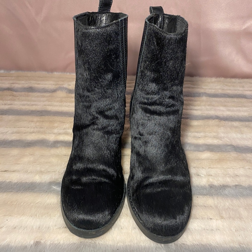 UGG Camden Ankle Boots Black Hair Calf Leather Pull On‎ Size 7